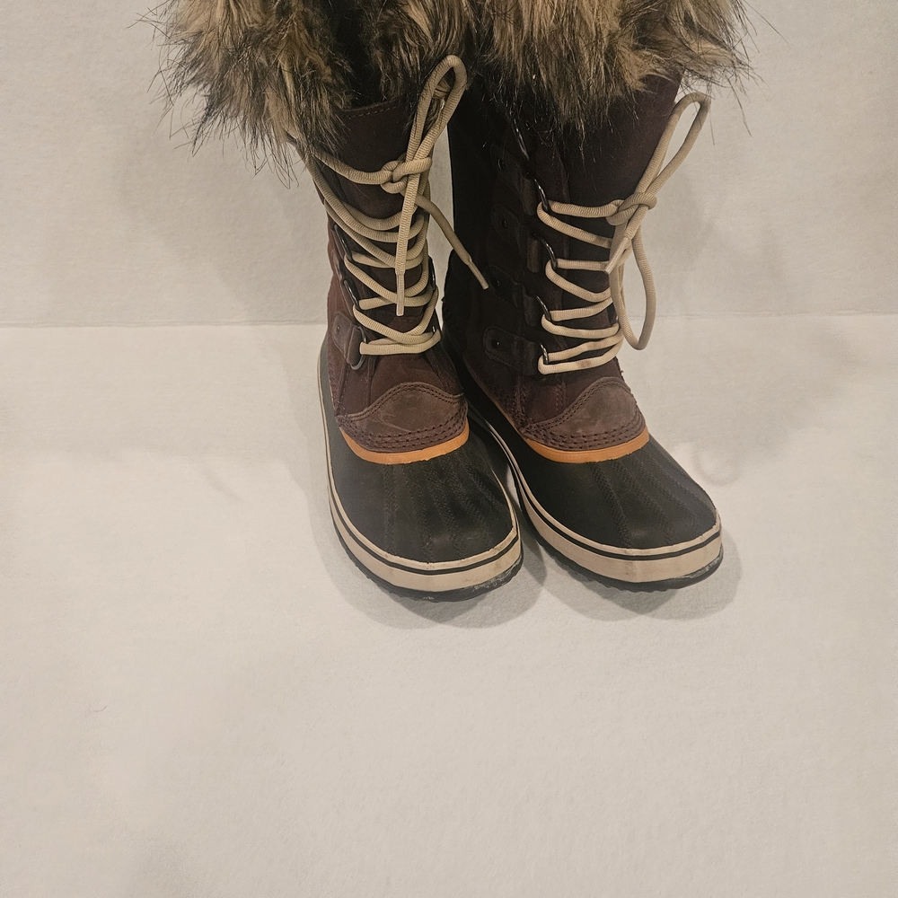 Sorel Womenss Dark Brown & Black Winter Boots with Faux Fur Style Joan Of Arctic
